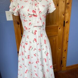 Cherry Print White Dress